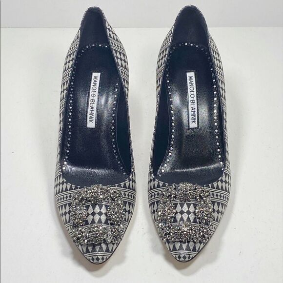 Manolo Blahnik Hangisi 70 Embellished Print Pumps - Picture 3 of 12